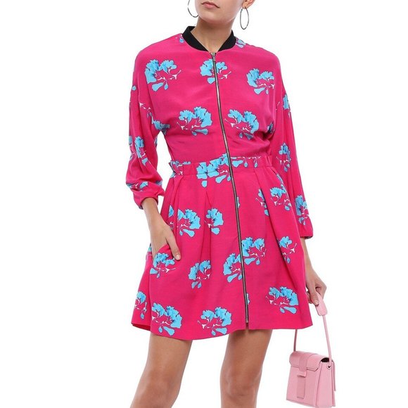 Maje Dresses & Skirts - ** SOLD*** MAJE Pleated Floral-Print Crepe De Chine Mini Dress